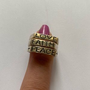 Peace, Love, Faith rings (set of 3)
